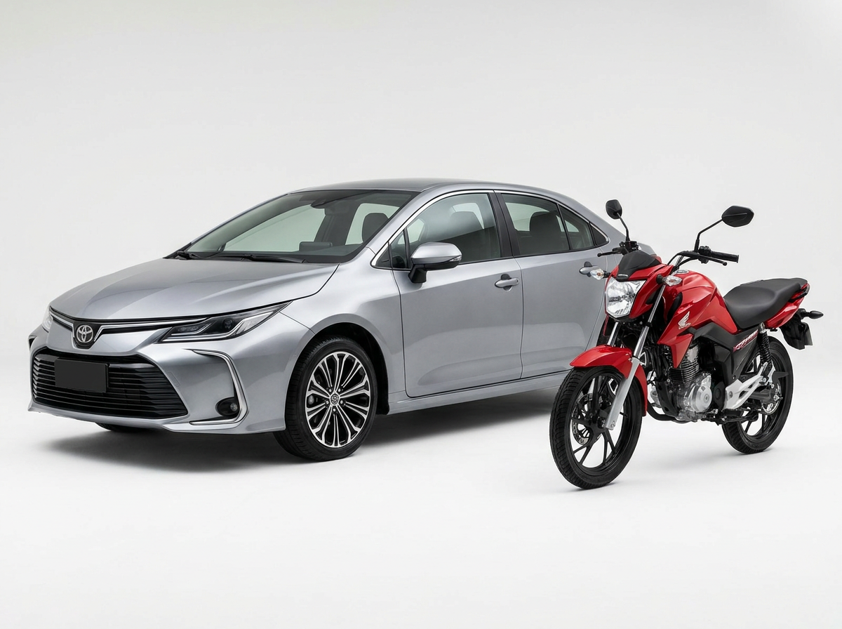 Carro Corolla e Moto CG 160